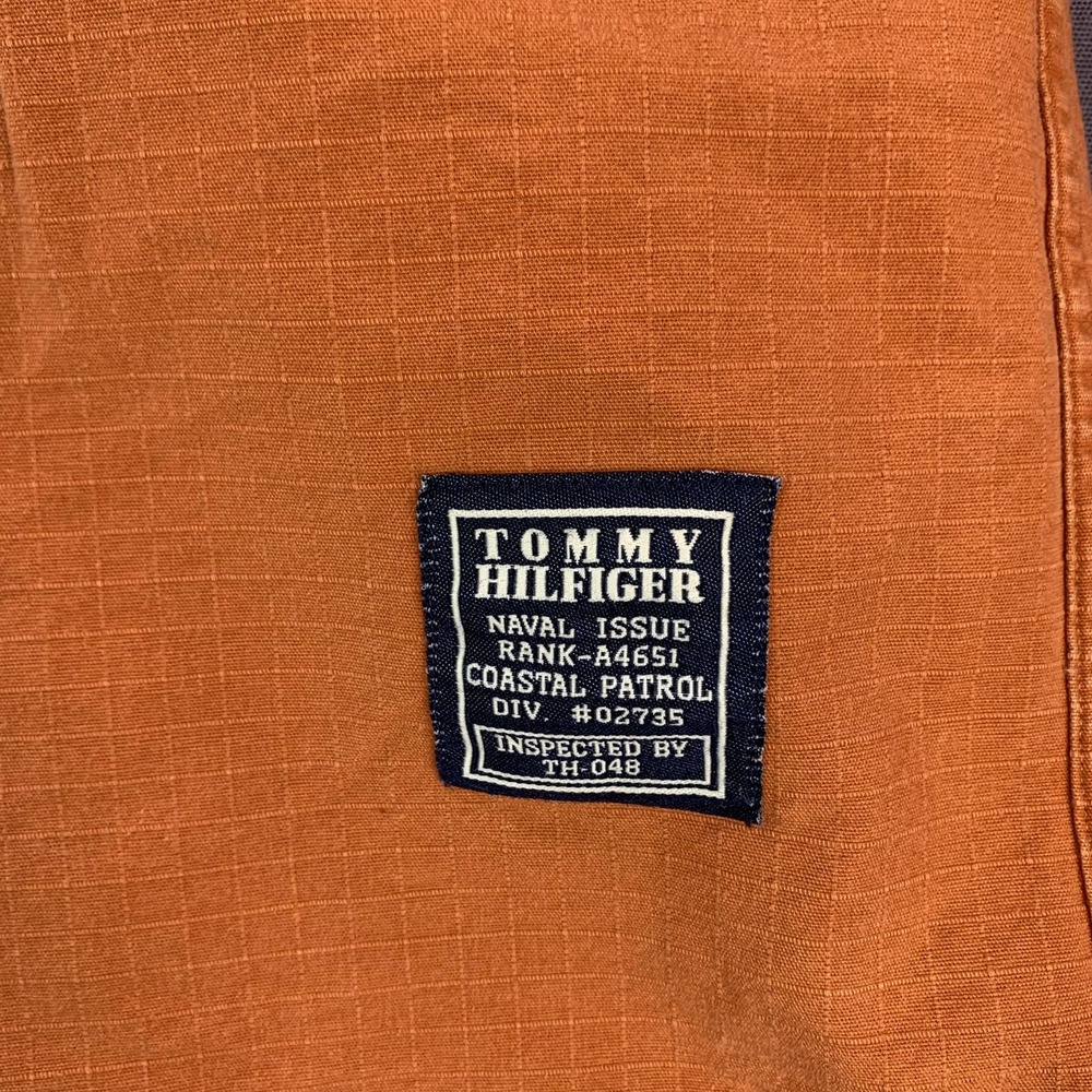 Tommy Hilfiger Shirt Mens Medium Orange Navigator Naval Military Long Sleeve - Picture 5 of 16